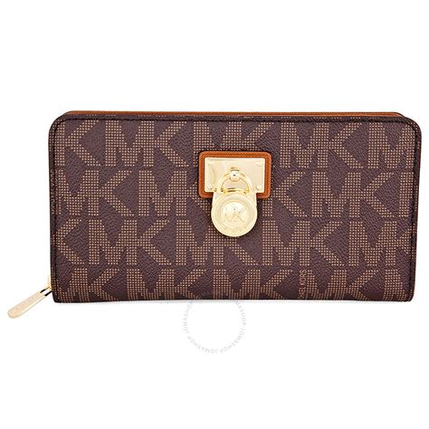 michael kors hamilton signature continental wallet brown|Michael Kors large continental wallet.